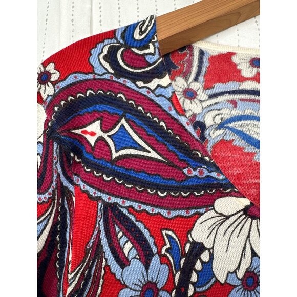 Talbots Womens Sweater Sz XL Petite Red Paisley Floral Merino Wool NEW MSRP $110 - Picture 8 of 13